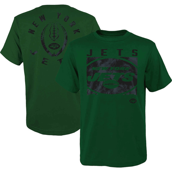 Men's New York Jets Green Preschool Liquid Camo Logo T-Shirt